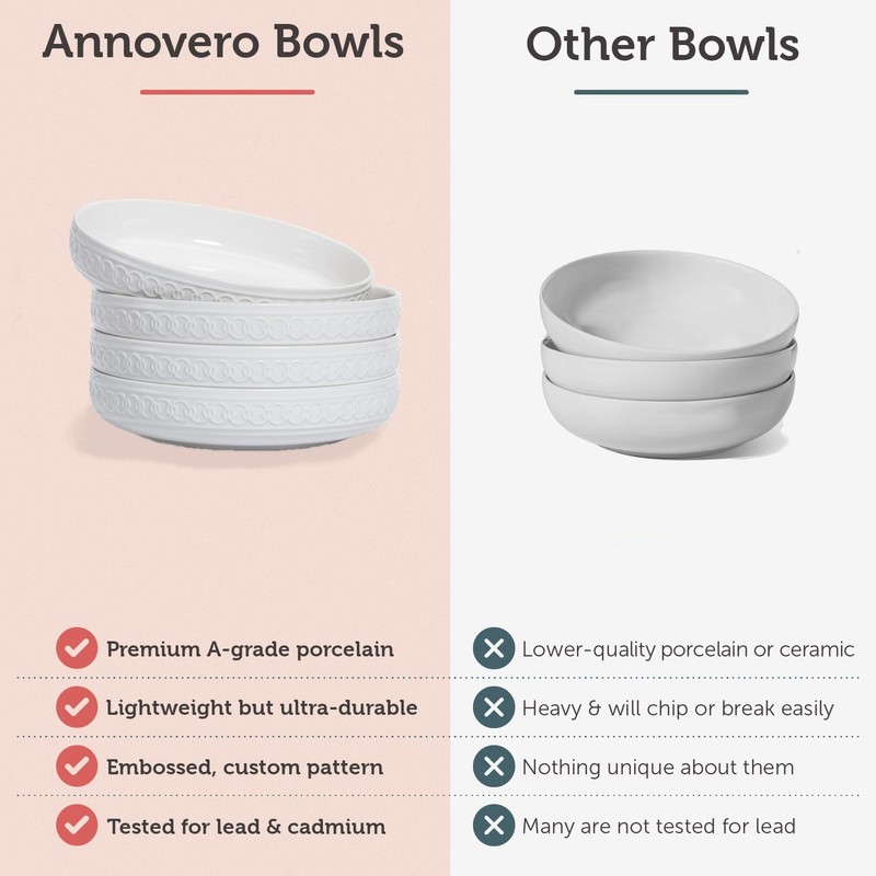 Annovero Pasta Bowls Set of 4 | Kitchen Dishes |