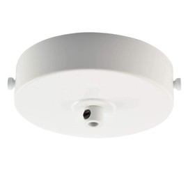 ElekTek 100mm Diameter Flat Top Ceiling Rose with Strap Bracket and Cord Grip - Brilliant White - for Pendant Vintage Filament Bulbs Brilliant White