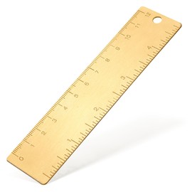 Brass Ruler 120mm 4 Inches, 1Pcs Gold Mini Small Short Metal Straight Ruler with Hang Up Hole, Dual Scale Metric and Imperial Measurement Too Machinist Bookmark Rulers for Drawing Engineering Office