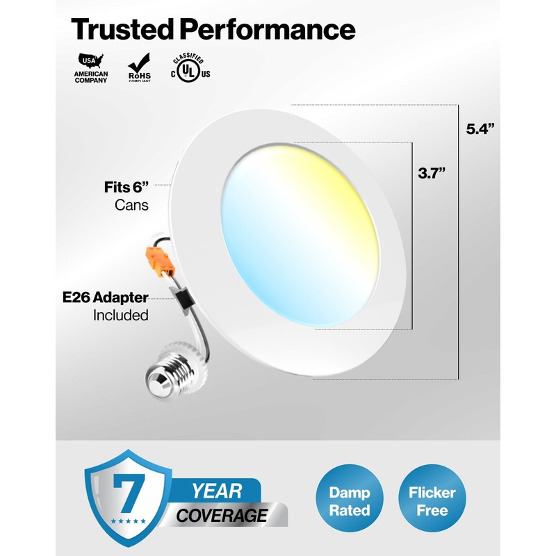 Sunco 24 Pack 4 Inch LED Flat Recessed Light, Retrofit
