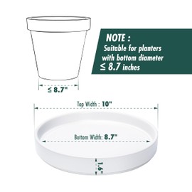 D'vine Dev Modern Round 8.7 Inch Ceramic Plant Pot Saucer, Planter Pot Drainage Tray for Indoor Plants, Matte White, 97-T-A-4