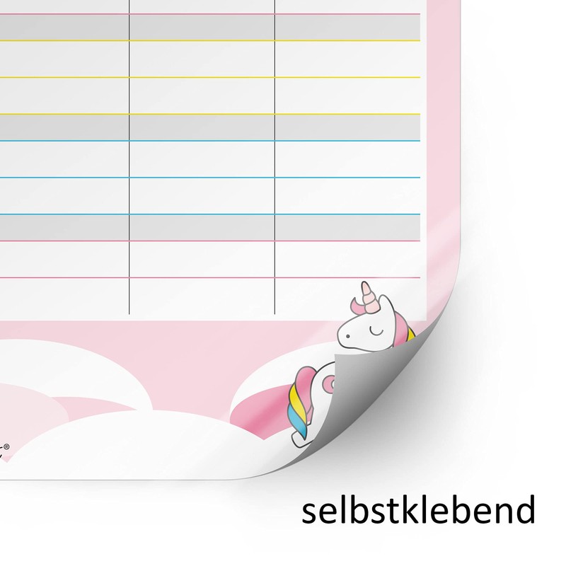 younikat Girl’s Unicorn Timetable, DIN A4, For Beginning School