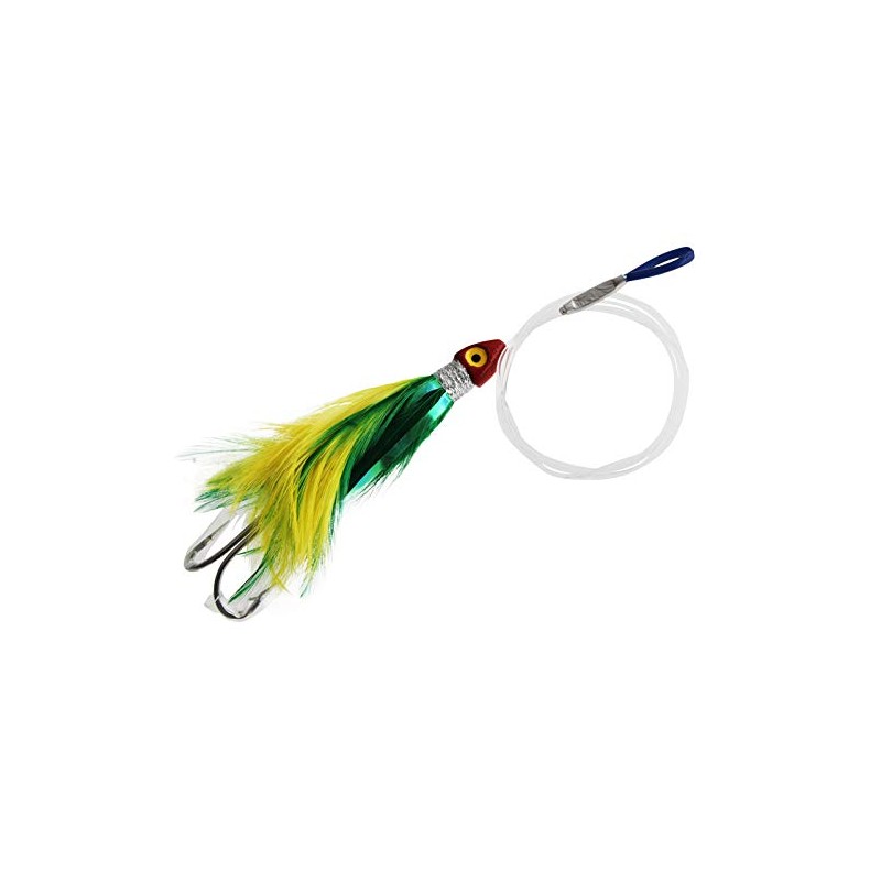 Black Magic Saltwater Chicken Feathered Lure 85mm Double Hook Green/Yellow