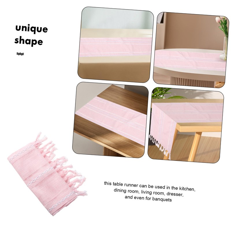 NOLITOY Rustic Pink Table Runner with Tassels Woven Decorative Table