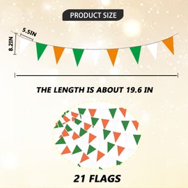 EULAPGOE St Patrick's Day 25 Pennant Irish 6m Green, White & Orange Bunting Decoration