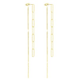 KristLand 925 Sterling Silver Chain Earrings Dangle Earrings Paperclip Earrings Birthday Party Gift for Woman Ladies Girls