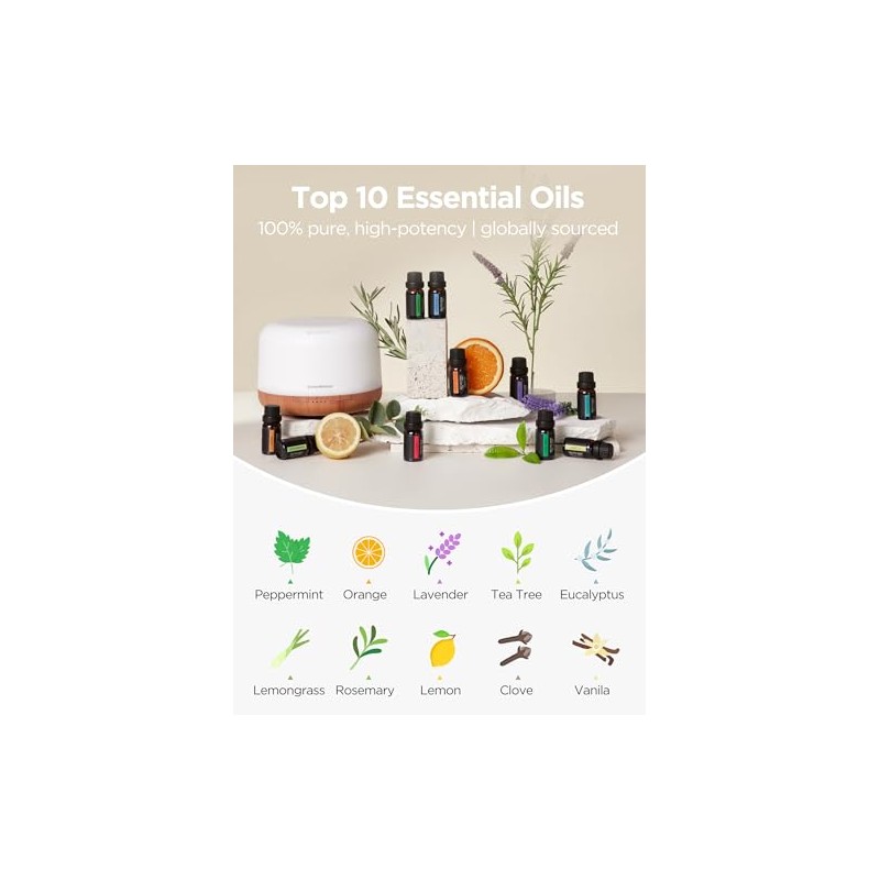 InnoGear Aromatherapy Diffuser & 10 Essential Oils Set, 500ml Essential