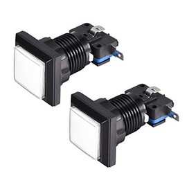 uxcell Game Push Button 34x34 Square 12V LED Illuminated Push Button Switch with Micro Switch for Arcade Video Games White 2pcs