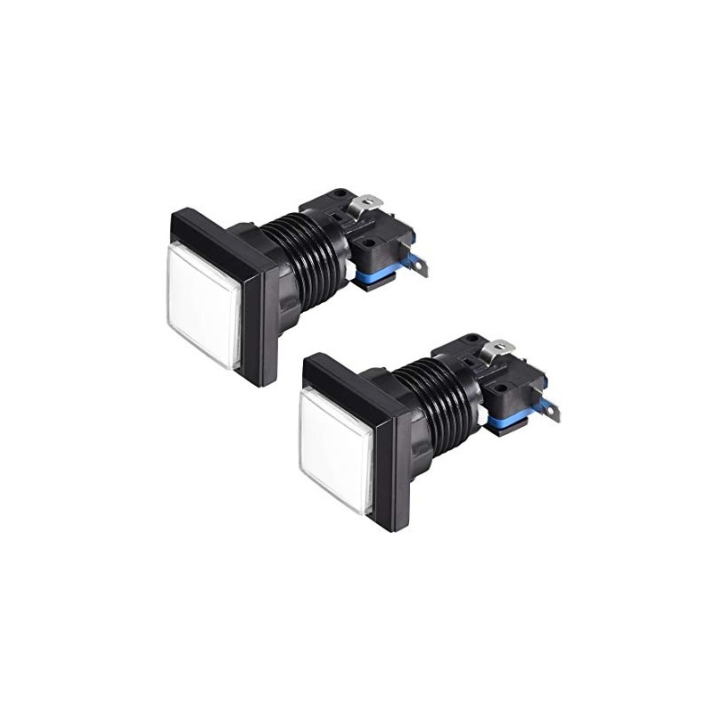 uxcell Game Push Button 34x34 Square 12V LED Illuminated Push