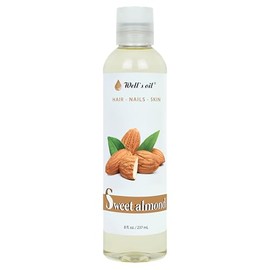Aceite de almendras dulces 100% puro para el cabello y la piel de Well's | Aceite portador natural | Para el crecimiento del cabello, las pestañas y las cejas | Hidrata y fortalece el cabello, la