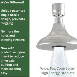 High Sierra Showerheads® - ‘Half Dome’ Solid Metal 1.8 GPM High Efficiency, Low Flow Shower Head with Limescale Resistant Insert - Polished Brass