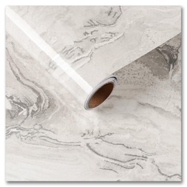 CRE8TIVE Wide 24"x354" Glossy Beige Silver Marble Wallpaper Self Adhesive Marble Contact Paper for Countertops Waterproof Kitchen Peel and Stick Countertop Contact Paper Removable Vinyl Roll for Walls