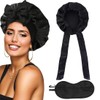Satin Bonnet Night Sleep Hat, Satin Silk Sleep Cap, Adjustable