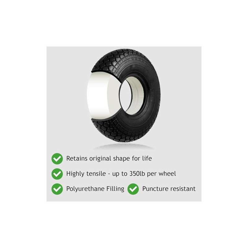 SPARES2GO Mobility Scooter Tyre 4.00x5 Block Tread 4.00-5 400x5 400-5