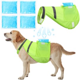 Aliceset 2 Pcs Dog Cooling Vest with 4 Recyclable Ice Pack Summer Outdoor Dog Cooling Harness Pet Adjustable Jacket Cooler(Extra Large)