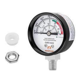 Roastove Black case Pressure Cooker Gauge, Pressure Canner Gauge, Steam Pressure Gauge, 2" Dial, Lower Mount, Including Gasket, Nut