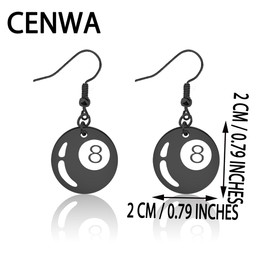 CENWA Pool Ball Lucky 8 Ball Charm Earrings Gift Billiards Ball Earrings Pool Player Gift for Billiards Lover (8 Ball earring)