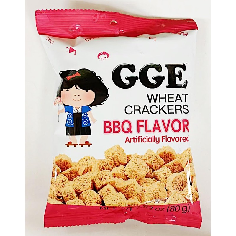 BBQ Flavor Wheat Crackers, Artificially Flavored, 2.8 oz (80g),4 Packs