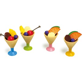 small foot 1776 play set Ice cream, 20 pcs. set of coloured wood, accessories for shops and children's kitchens, from 3 years old