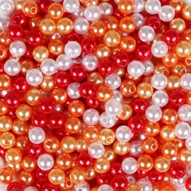 Naler 500pcs Art Pearls Pearl Beads for Jewelry Making Plastic Imitation Dyed Faux Spacer Pearl Beads for Bracelets Jewelry Making DIY Crafts 6mm 4 Colors (Red Series)