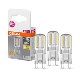 OSRAM BASE LED PIN Bulb with G9 Socket, 2.60 W, Replacement for 30 W Incandescent Bulb, Warm White (2700 K), Pack of 3