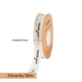 Yucenora 2/5 Inch 33 Yards Thank You Cotton Ribbon Custom Twill Tape Ribbon for Gift Wrapping DIY Crafts Bows Home Decor Party Floral Decoration