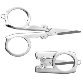 Stainless Steel Folding Scissors Portable Foldable Travel Scissors Metal Scissors for Craft, Sewing 10cm(2 Packs),Thread Cutter,Small Scissors