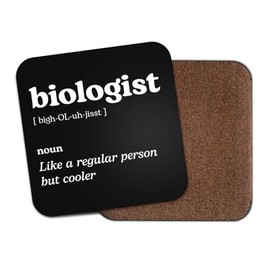 Biologist Square Coaster - Biology Teacher Science Dictionary Regular But Cooler Definition Funny Joke Hobby Men Women Kitchen Drink #82634