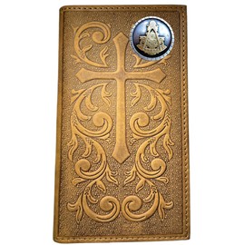 GENUINE TEXAS BRAND Custom Masonic Past Master Nocona Soft Leather Cross Long Wallet