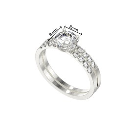 Aeon Jewellery Wedding Ring Set - 925 Sterling Silver | Engagement Solitaire Set with 7mm Brilliant White Cubic Zirconia | Sizes J-R | Infinity Ring