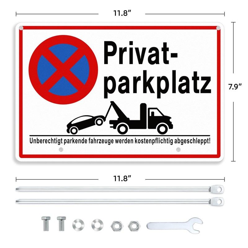 SINMAO Private Parking Sign with Post Holder Aluminium 30 x
