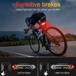USUPERINK Bike Alarms for Ebikes, Motorcycle Alarm System Anti Theft, IP55 Waterproof Super Loud 113dB Alarm, Bike Blinkers with Horn, Bike Turn Signals Wireless, Rechargeable Brake Light Turn Signal