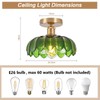 Dellemade Chandelier, Flush Mount Ceiling Light, Green Glass Shade Light
