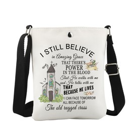 Bible Verse Gift Christian Song Lyrics Crossbody Bag Jesus God gift Religious Cross Gift Wildflower Cross Gift (Rugged Cross CB EU)