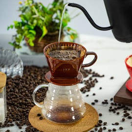 LHUKSGF Pour Over Ceramic - Coffee Dripper Ceramic Coffee Maker with 3 Holes Flat Bottom, Porcelain Slow Filter Cone for Travel, Camping, Office, Home, Coffee Maker Brew, Brown