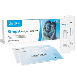 AssuTest Strep A Antigen House Self Test Kit, Fast Streptococcal Neck Test Kit, 2 Tests to Detect Group A Streptococcal Antigen, Quick and Accurate, Easy to Follow, Self Test Kit