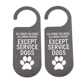 CENWA 2 Pcs Service Dog Door Hanger Sign So Sorry No Dogs Allowed Inside Except Service Dogs Tag (EXCEPT SERVICE)