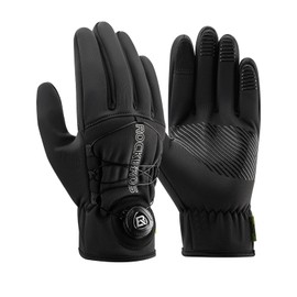 ROCKBROS Thermal Gloves, Cycle Gloves, Winter Gloves, Bicycle Gloves, Smartphone Compatible, Cold Protection, Windproof, Fleece-Lined, Anti-Slip Gloves, Adjustable Dial Type, Road Bike, Scooter, Bike,