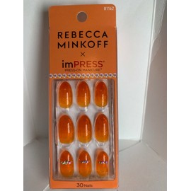 Impress! ImPRESS Press On Nails Rebecca Minkoff Orange Jelly Almond with Jewel