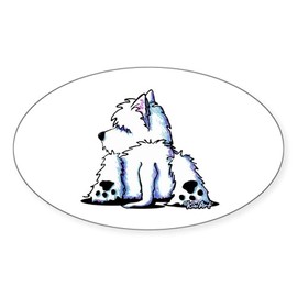 CafePress Cool Belly Westie Oval Car Bumper Sticker