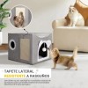Casa para Gatos Plegable LovePaws Gris, con Rascador y Cojín