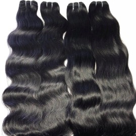 High Quality Burmese Curly Hair 100% Natural Cuticle Aligned Human Hair Burmese Curly Hair Extensionsstyle: Straight, color: Black, Stretched Length: 16 Inches