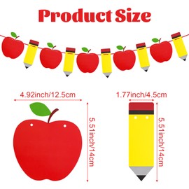YKYUASD Back to School Pencil Apples Banner Set, 2 Pieces Welcome Back to School Banner First Day of School Decoration for School Students Classroom Party Decor Supplies
