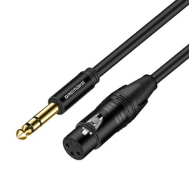DREMAKE TRS 1/4 Inch 6.35mm/6.5mm to XLR Female Balanced Interconnect Audio Cable, 3Pin XLR to Quarter Inch Mic Cable for Microphone, Mixer, Guitar, AMP, Speakers - Black/6FT