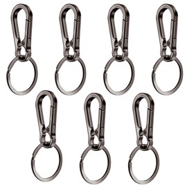 MADGININE 7Pcs Key Ring,Keychain,Key Rings,Keyring Clip,Heavy Duty Metal Keychain,Zinc Alloy Key Chain with Keyring,Key Ring Holders,Key Holder Keyring Suitable for Men and Women(Gun Color)