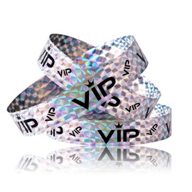 Pack of 500 VIP Bracelets, VIP Bracelets Paper Party Bracelets, Paper Bracelets, VIP Bracelets for Events, Entrance, VIP Party, Music Festival, Concerts (Holographic Silver)