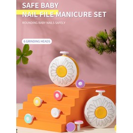 Baby Nail Trimmer Electric, USB Charging Baby Nail File Electric with 6 Grinding Pads for Newborn Infant Seniors and Adult Fingernails Care (White)