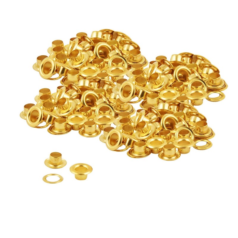 WedDecor 4mm Gold Brass Eyelets Grommets with Washers for Clothing,
