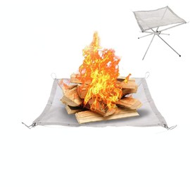 YEASQGS Portable Outdoor Camping Fire Pit Replacement Mesh Foldable Stainless Steel Mesh for Camping Backyard Garden (16.3*16.3 inch, Silver)