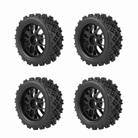 KIMISS 12mm Hex RC Wheels and Tires RC Car Tyre Rubber 4 Piece Set Racing SUV Tyre Rubber Tyre Rim for RC Car Parts 1:10 Scale